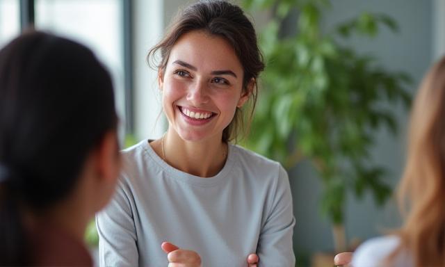 Persona che parla con sicurezza
