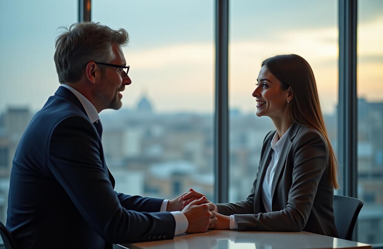 Professionista senior durante una sessione di coaching per il successo della carriera